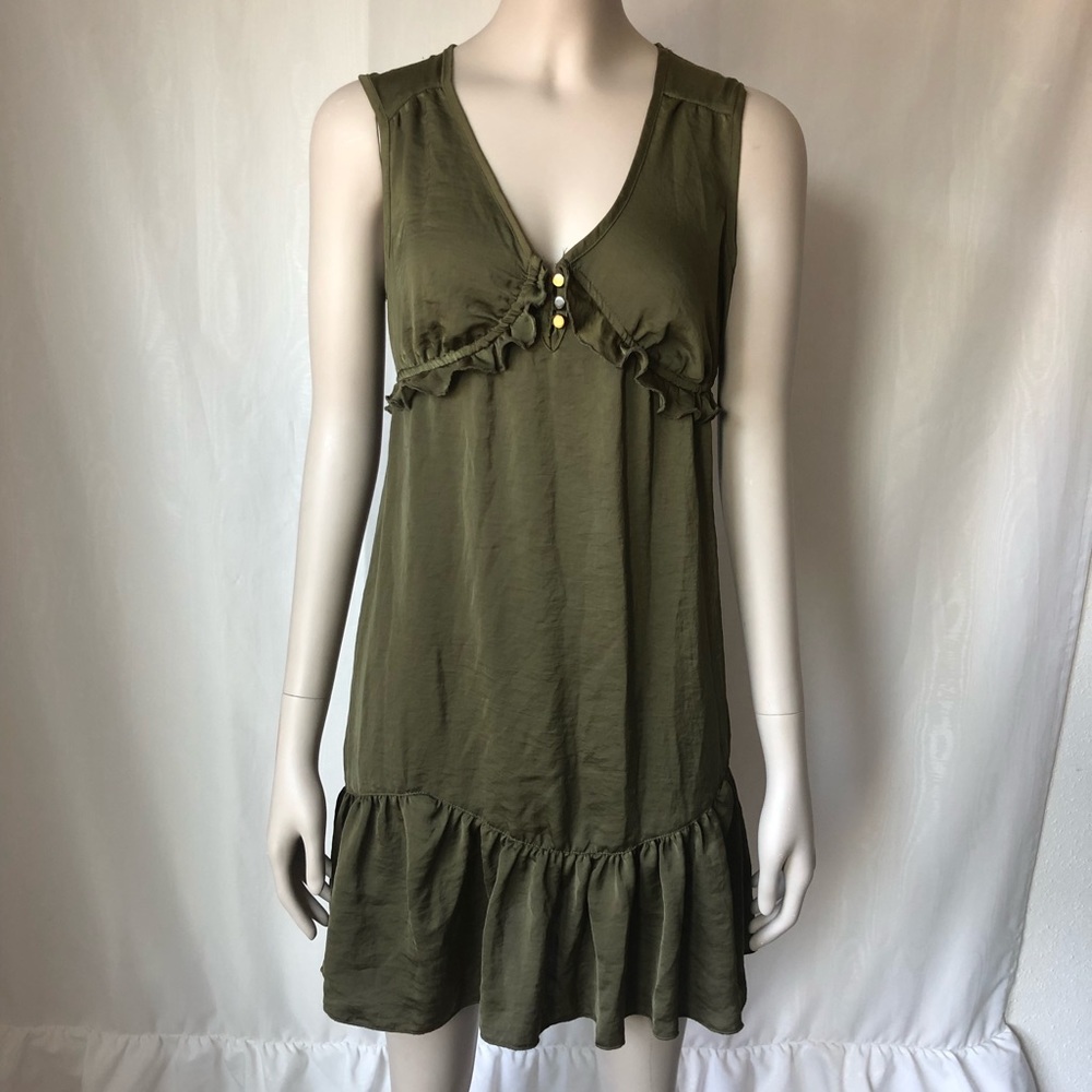 Xhilaration olive green, silk like, slip dress